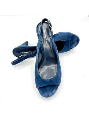 Gianvito Rossi Blue Suede Platform Peep Toe Heels Size 10